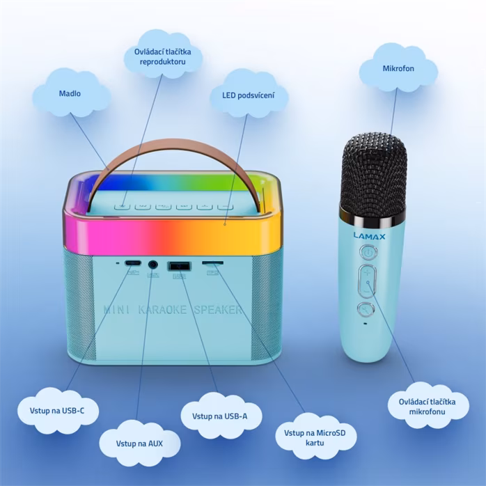 LAMAX KaraokeKid1 Blue - Mobiler Wireless Lautsprecher