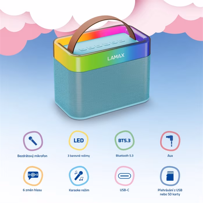 LAMAX KaraokeKid1 Blue - Mobiler Wireless Lautsprecher