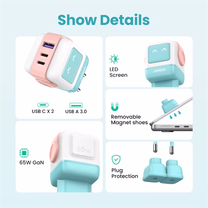 Ugreen Quick Charger 35855 Nexode RG 65W 3-Port GaN EU - Ladegerät