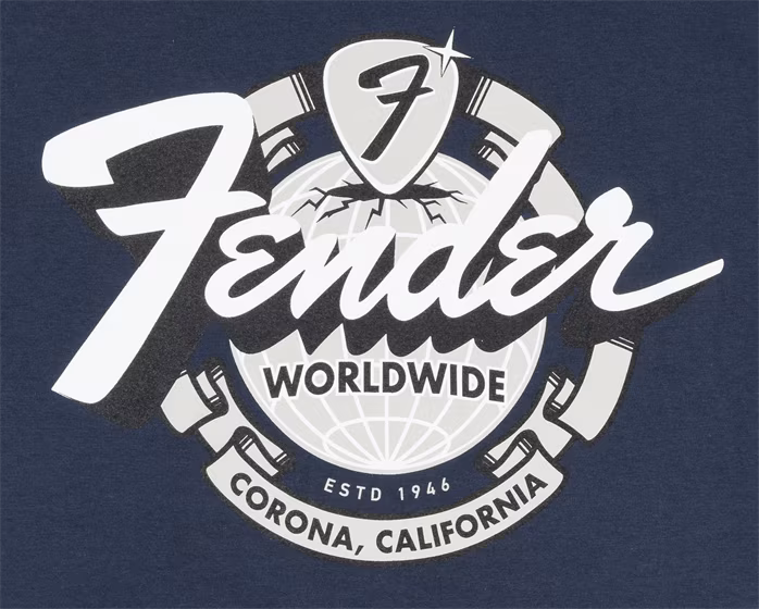Fender World Wide Tee Vintage Navy L - T-Shirt
