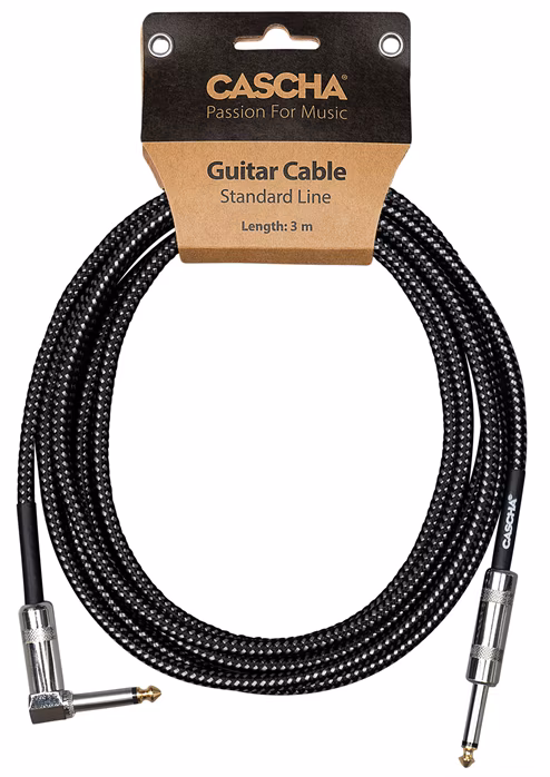 Cascha Standard Line Guitar Cable Angled Black Tweed 9m        - Instrumentenkabel