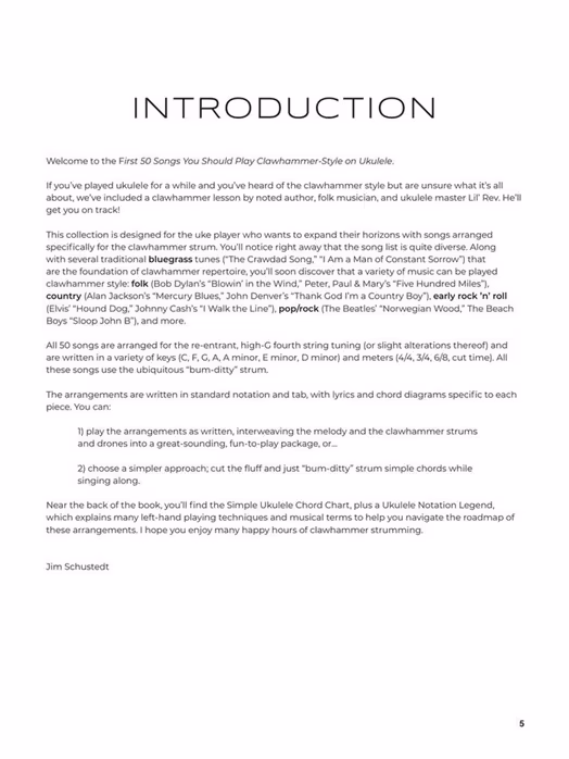 MS First 50 Songs You Should Clawhammer Strum - Noten für Ukulele