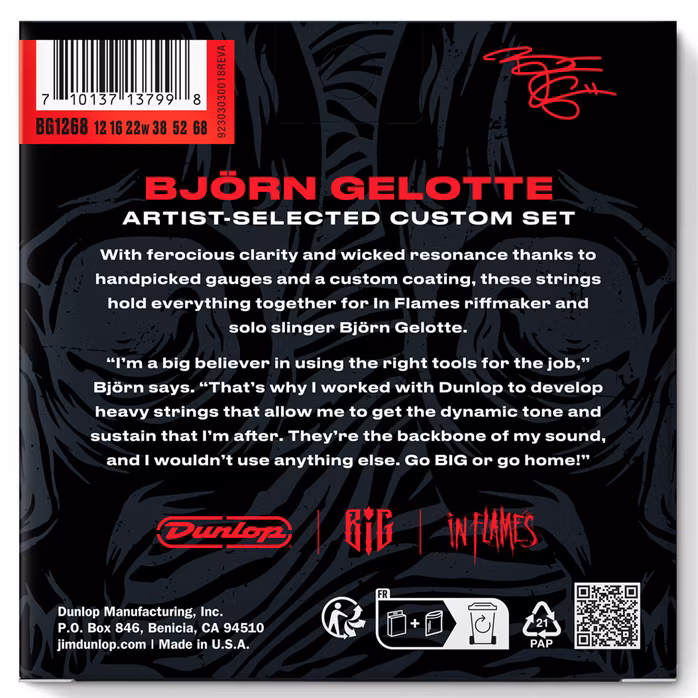 Dunlop BIG1268 In Flames Björn Gelotte Custom Guitar Strings 12-68 - Saiten für E-Gitarre