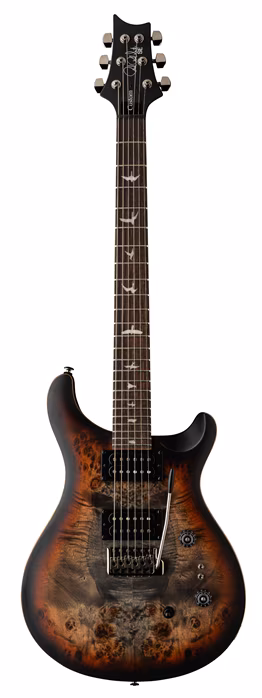 PRS SE Exotic Custom 24-08 Poplar Burl Charcoal Cherry Midnight Burst - E-Gitarre