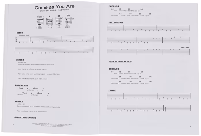 MS Nirvana - Really Easy Guitar - Gitarrennoten