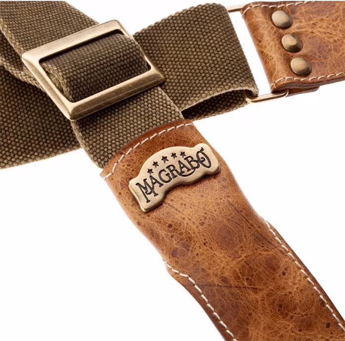 Magrabò Stripe SS Cotton Washed Green / Aged 959 5 cm - Gitarrengurt