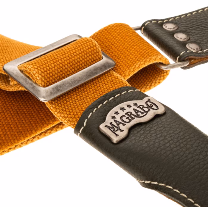 Magrabò Stripe SS Cotton Washed Ocra / Dark Green 5 cm - Gitarrengurt