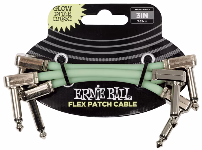Ernie Ball Flex Patch Cable 3in - Glow in Dark - 3 Pack - Verbindungskabel