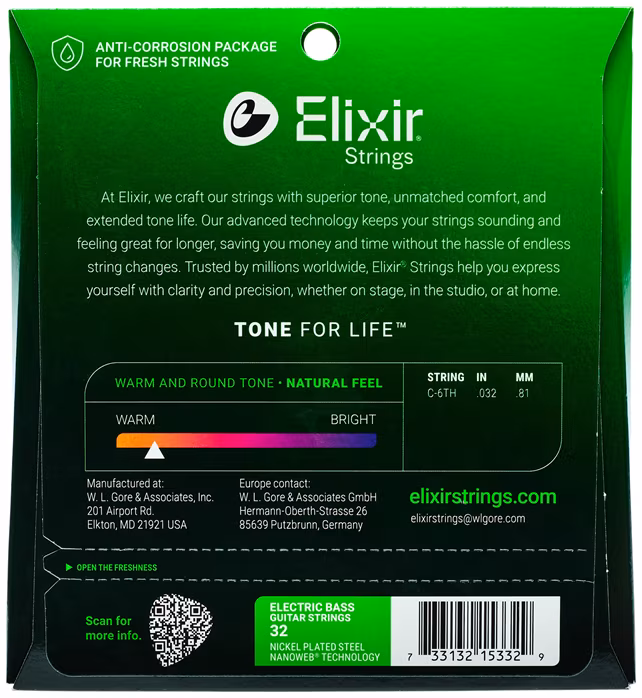 Elixir 15332 BS MEDIUM .032w - Saite für Bassgitarre