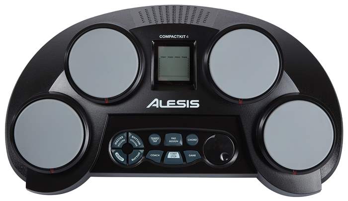 Alesis CompactKit 4 Batería Electrónica de Sobremesa de 4 Pads Sensibles a la Velocidad Función de Entrenamiento y de Juego y Baquetas Incluidas 70 Sonidos 