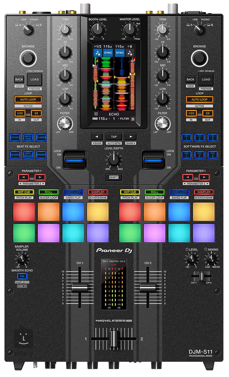 Mesa de mezclas Pioneer DJ DJM-S11, 2 canales, pantalla táctil, color Negro