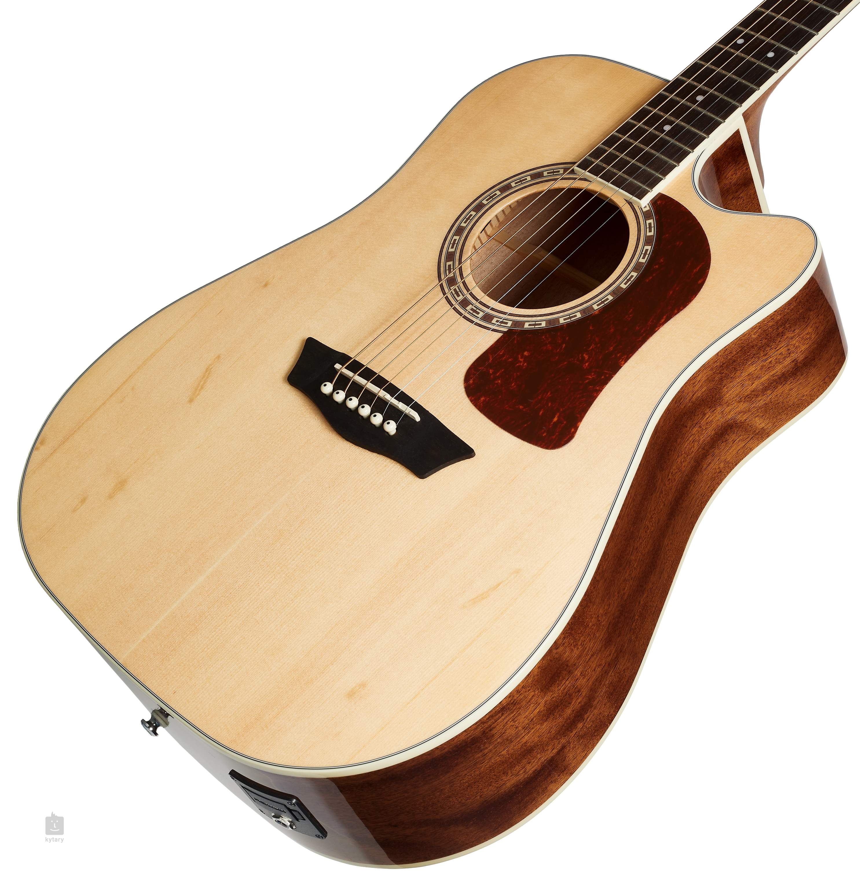 Natural Washburn HD10SCE-O Heritage 10 Series Acoustic Cutaway Guitar 