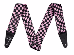 Fender Wavy Checkerboard Polyester Strap Pink - Sangle de guitare