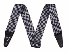 Fender Wavy Checkerboard Polyester Strap Gray - Sangle de guitare