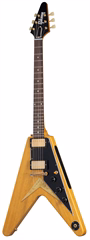 Gibson Custom Shop 1958 Korina Flying V Black Pickguard Natural - Guitare électrique