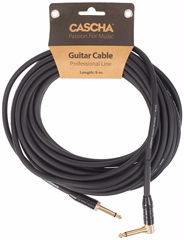 Cascha Professional Line Guitar Cable, Angled, Black, 9 m (déballé) - Câble d'instrument