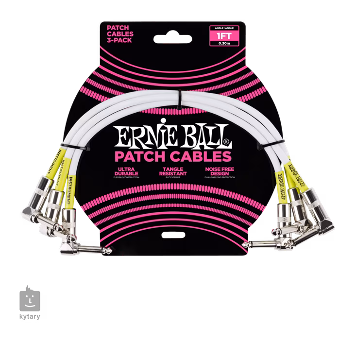 Ernie Ball 1' Patch Cable White - 3 Pack - Câble de connexion