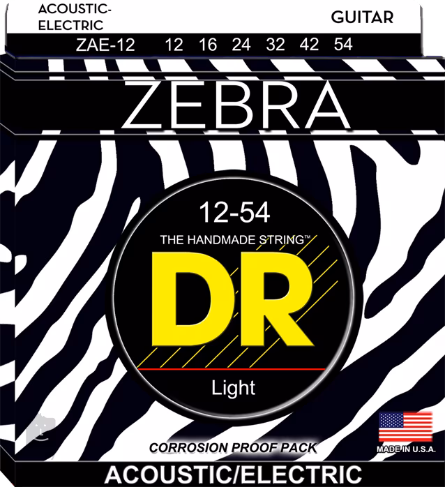 DR Strings Zebra Acoustic/Electric 12/54 - Cordes en métal pour guitare acoustique