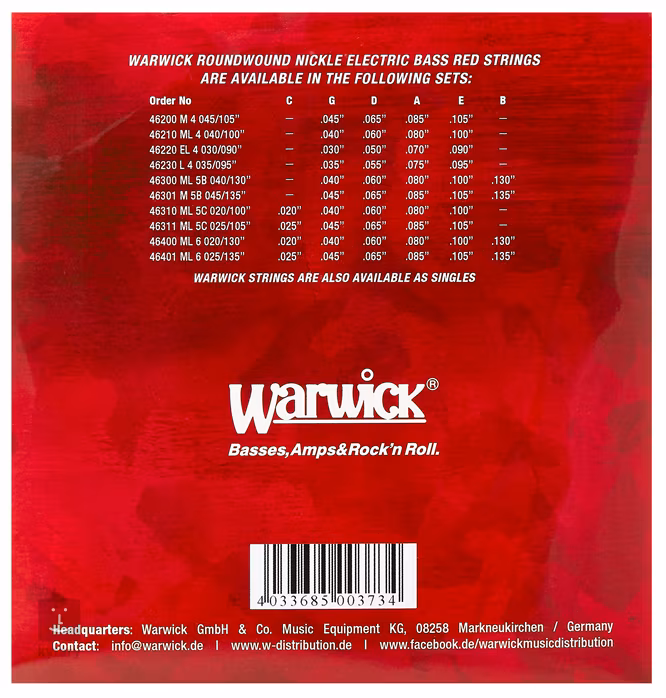 Warwick 46301 M - Cordes pour basse a cinq cordes