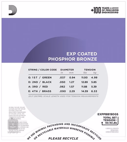 D'Addario EXP PBB 190 GS - Cordes pour basse acoustique