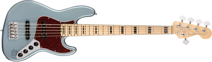 Fender American Elite Jazz Bass® V MFB Satin Ice Blue Metallic - Basse électrique