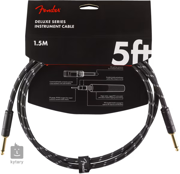 Fender Deluxe Series 5' Instrument Cable Black Tweed - Câble d'instrument