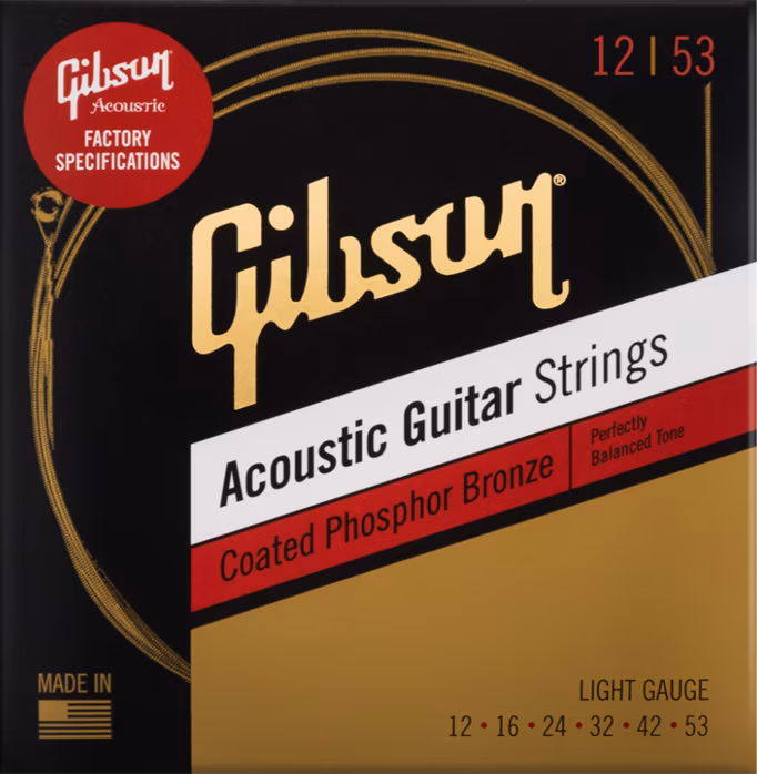 Gibson Coated Phosphor Bronze Strings Light - Cordes en métal pour guitare acoustique