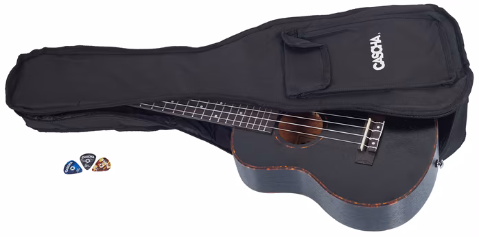 Cascha HH 2305 Premium Mahogany Ukulele Set Black - Ukulélé acoustique