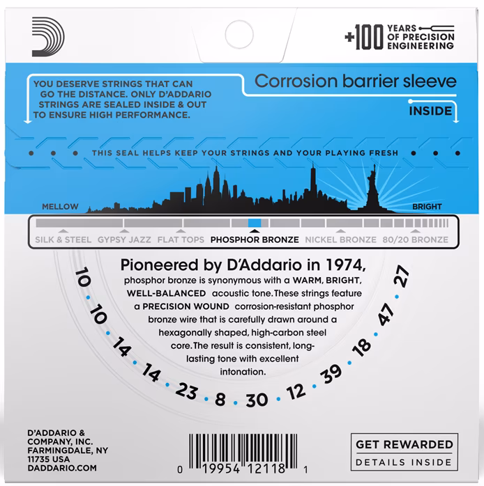 D'Addario EJ38 - Cordes pour une guitare a douze cordes