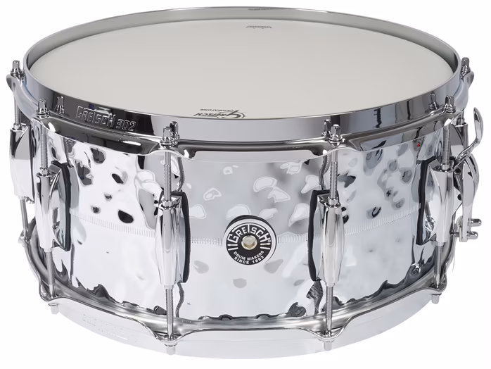 Gretsch 14"x6,5" Hammered Chrome Over Brass - Caisse claire