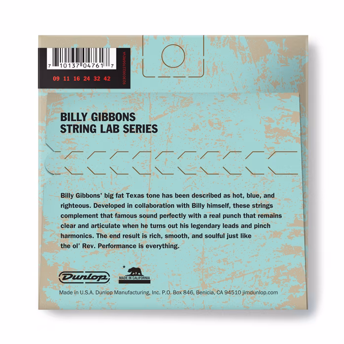 Dunlop Billy Gibbons Custom Rev Willy's Guitar Strings 9-42 - Cordes pour une guitare électrique