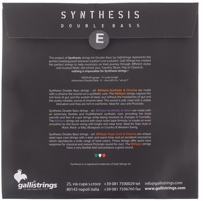 Galli BSN 910 Synthesis Bass SYC Nylon 3/4 - Cordes pour contrebasse