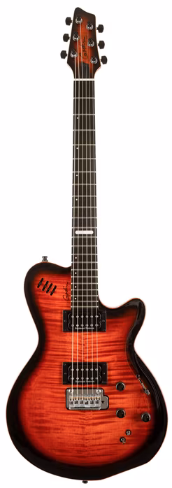 Godin LGXT SA Cognac Burst Flame AA - Mini guitare électrique hybride