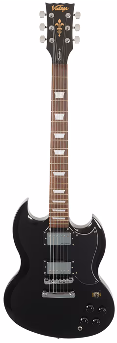 Vintage V69 Coaster Gloss Black - Guitare électrique