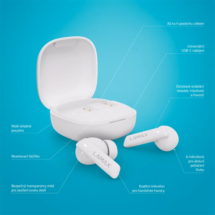 LAMAX Clips1 ANC White - Écouteurs sans fil