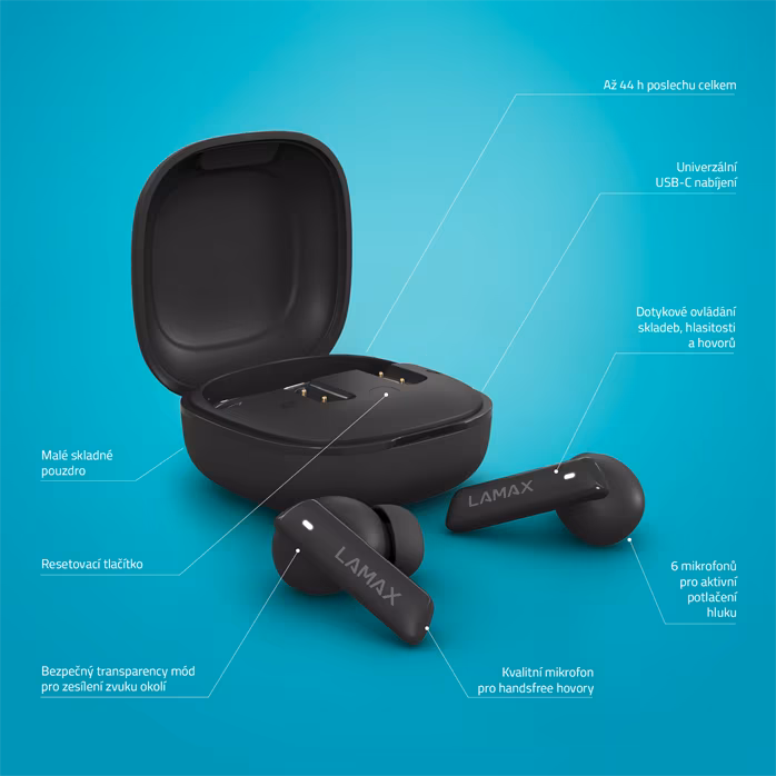 LAMAX Clips1 ANC Black (déballé) - Écouteurs sans fil