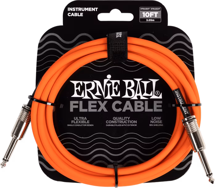 Ernie Ball Flex Instrument Cable 10'  Orange  - Câble d'instrument