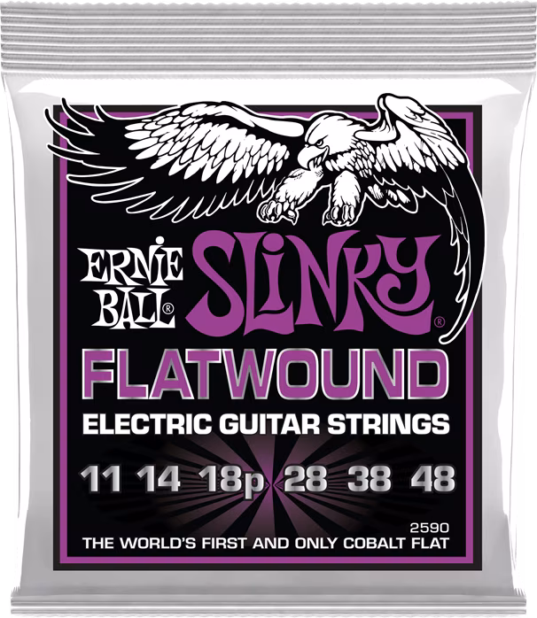 Ernie Ball 2590 Power Slinky Flatwound - Cordes pour une guitare électrique