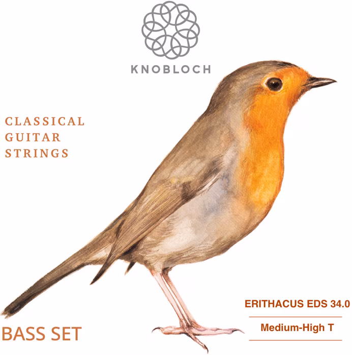 Knobloch ERITHACUS Double Silver Bass Set Medium-High Tension 34.0 - Cordes en nylon pour guitare classique