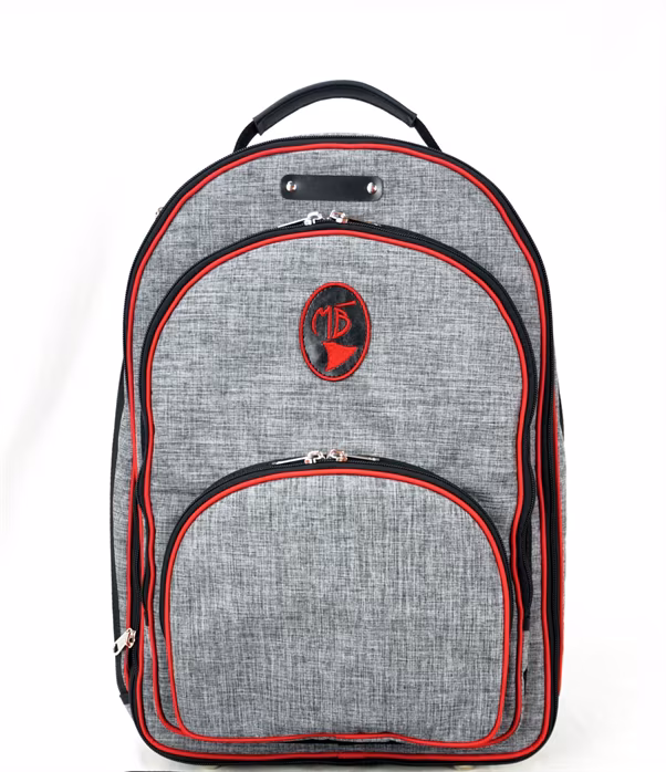 Marcus Bonna MB Backpack Bag, Black/Grey Nylon, Orange Piping, Bell Protector  - Housse pour cor d'harmonie