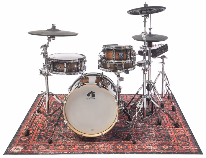 DRUMnBASE Vintage Persian Club Series Black Red - Tapis sous la batterie
