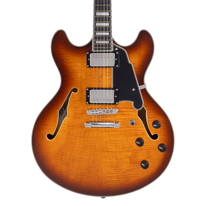 D'Angelico Premier DC Double Cutaway Stop-Bar Tailpie CE Dark ICEd Tea Burst - Guitare semi acoustique