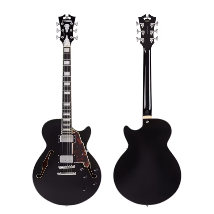 D'Angelico Premier SS Single Cutaway Stop-Bar Tailpie CE Black Flake - Guitare semi acoustique