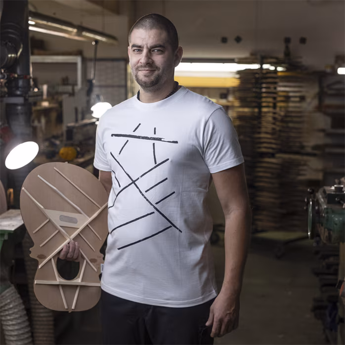 Furch White T-shirt print bracing L - T-shirt