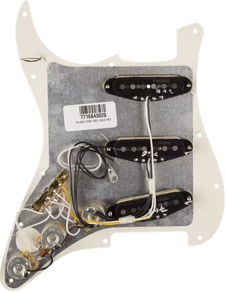 Fender Pre-Wired Pickguard, Strat SSS V NSLS WBW - Ensemble de capteurs pour guitare électrique