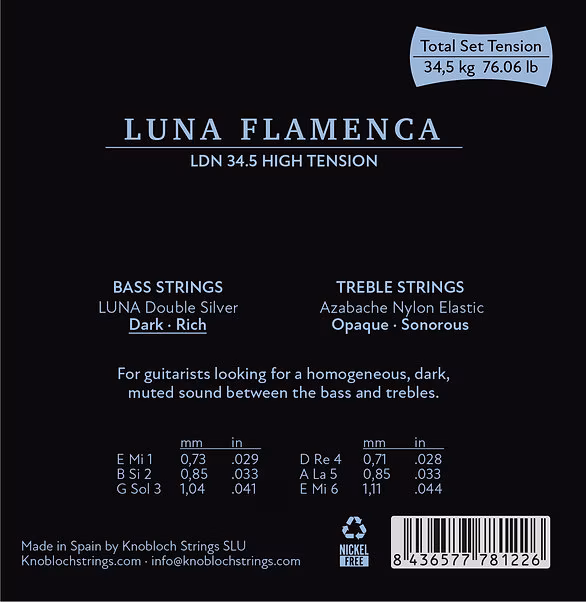 Knobloch LUNA FLAMENCA Double Silver AZ Nylon High Tension 34.5 - Cordes en nylon pour guitare classique