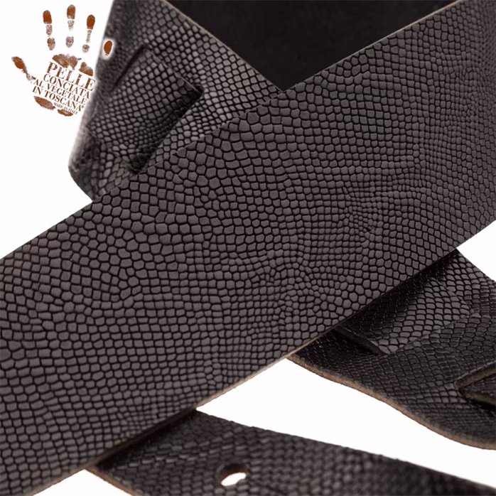 Magrabò Holes HC Embossed Snake Black 6 cm - Sangle de guitare