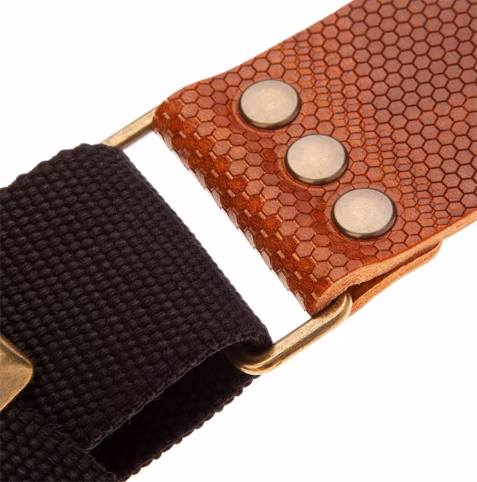 Magrabò Stripe SC Cotton Black 5 cm, Brown Ends - Sangle de guitare