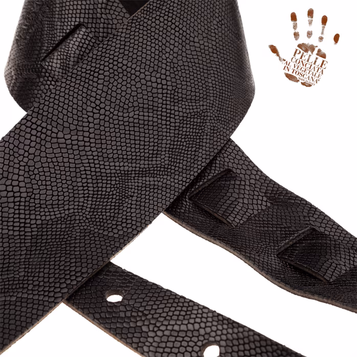 Magrabò Holes HC Embossed Snake Black 8 cm - Sangle de guitare