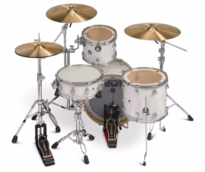 DWe 4-Piece White Marine Pearl Finish Ply Kit - Batterie électroacoustique